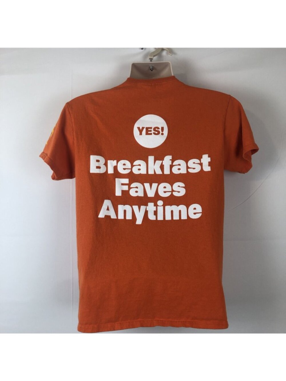 McDonalds Orange Employee Breakfast Anytime Delta TShirt DISCONTINUED Workwear - Picture 4 of 5